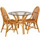 Smoked glass rattan table + chairs