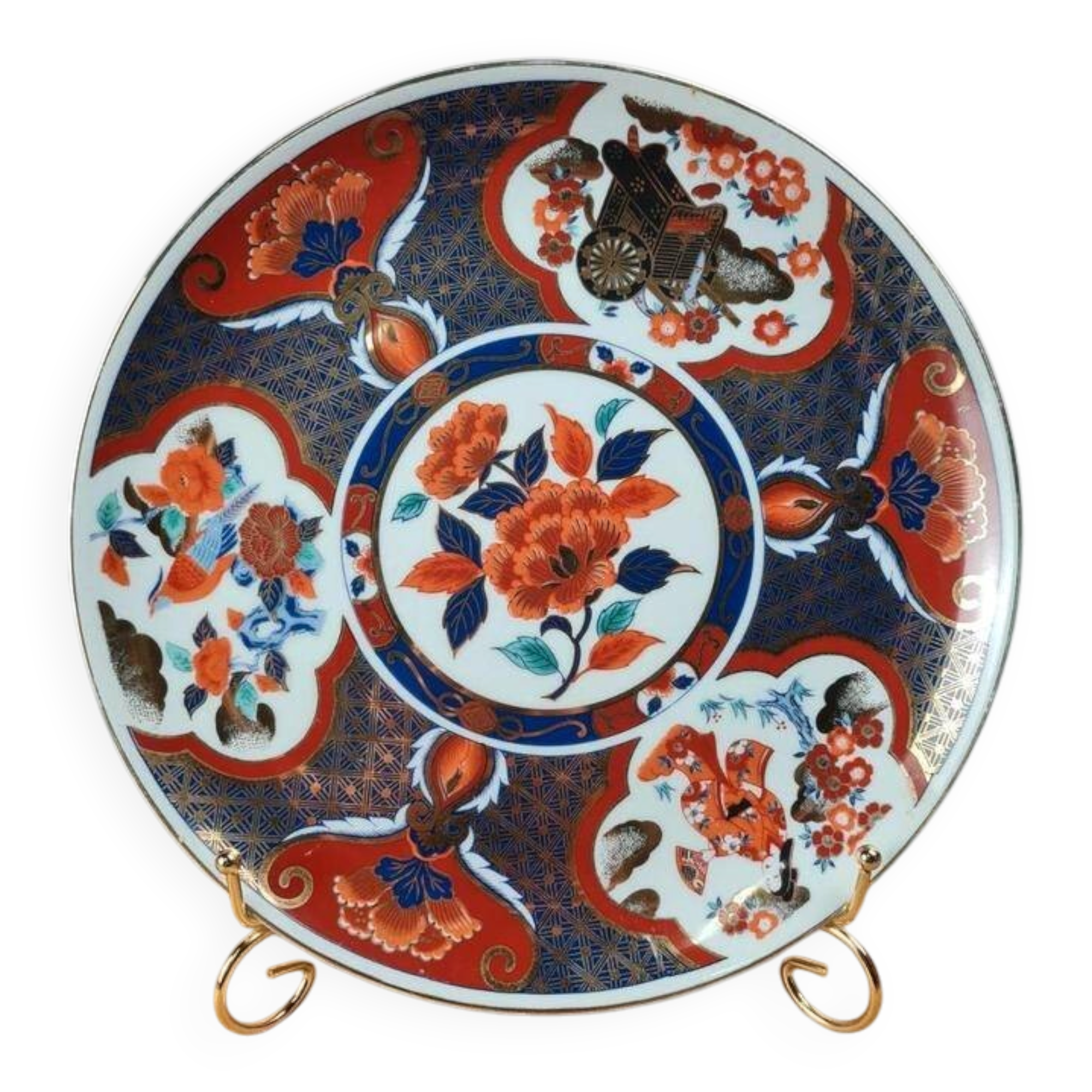 Large decorative porcelain plate – Imari red & blue style
