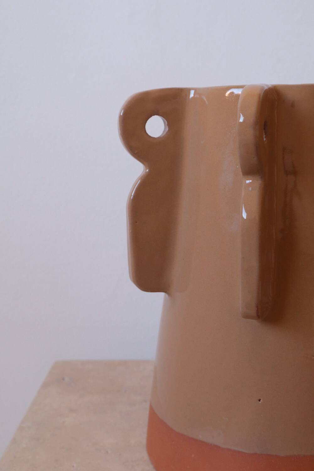 Handmade beige sculptural ceramic vase