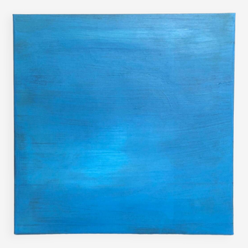 Tableau Huile Bleu Abstrait Monochrome