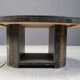Table basse brutaliste ovale vintage, années 1970