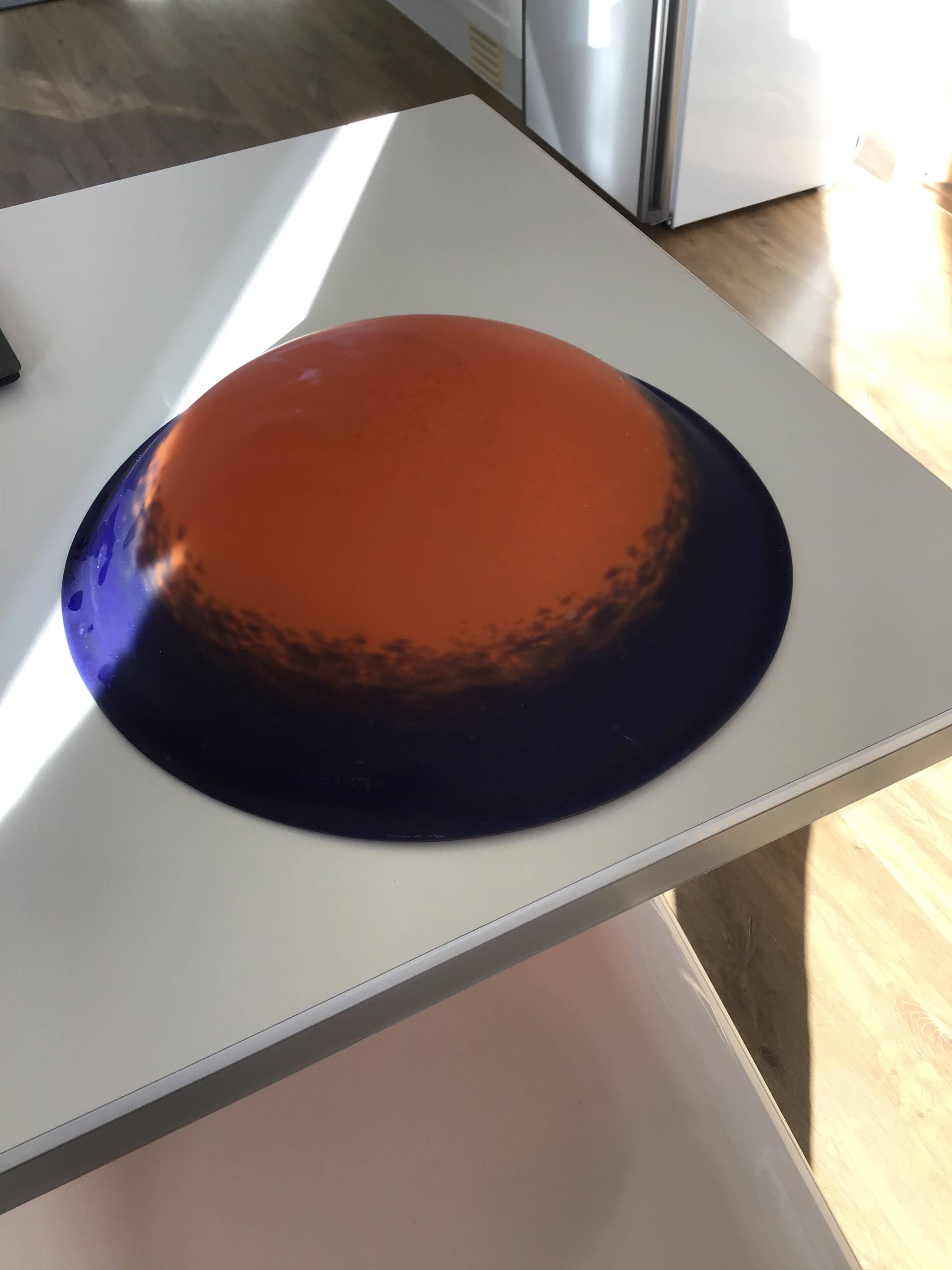 Art Deco glass paste ceiling chandelier signed