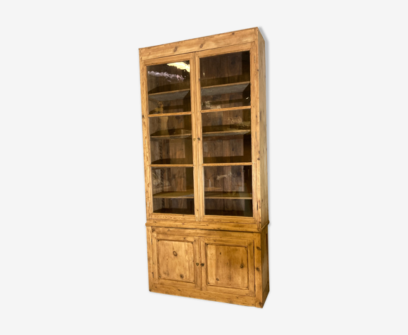 Bibliothèque ou vaisselier ancien en pitchpin