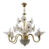 Mid-Century Modern Italian Murano Lattimo and Brass Chandelier, 1970s