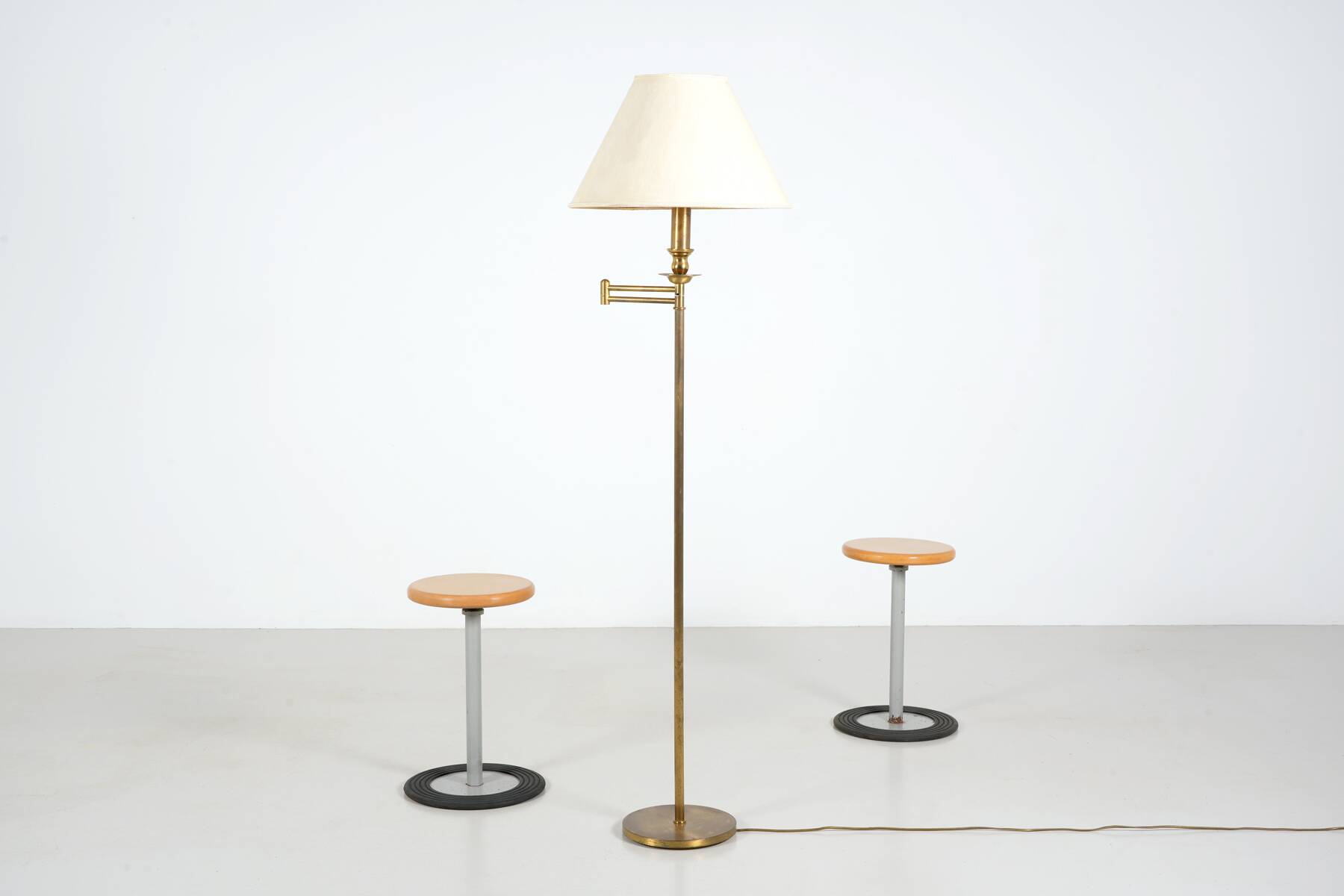 1980s patinated brass reading lamp