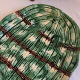 Service Plat à Asperges en Barbotine : Plat et Egouttoir