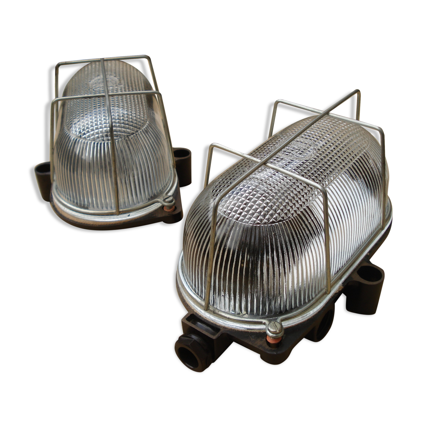 Pair hublots old industrial lighting