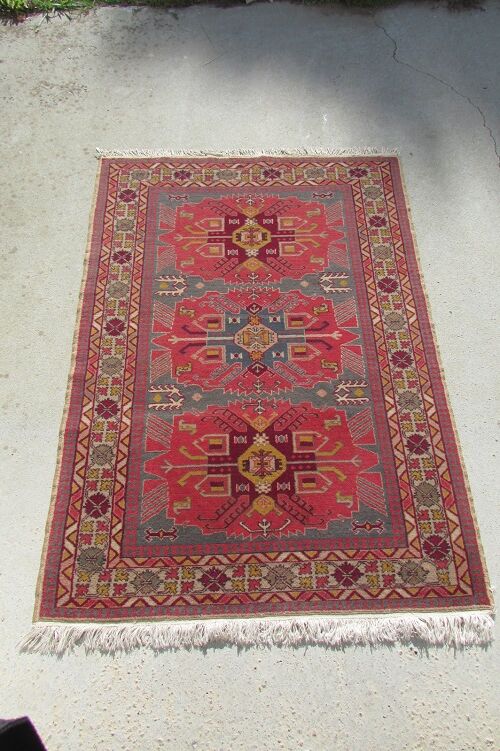 Old, handmade oriental wool rug, Dagestan, 150 x 105 cm