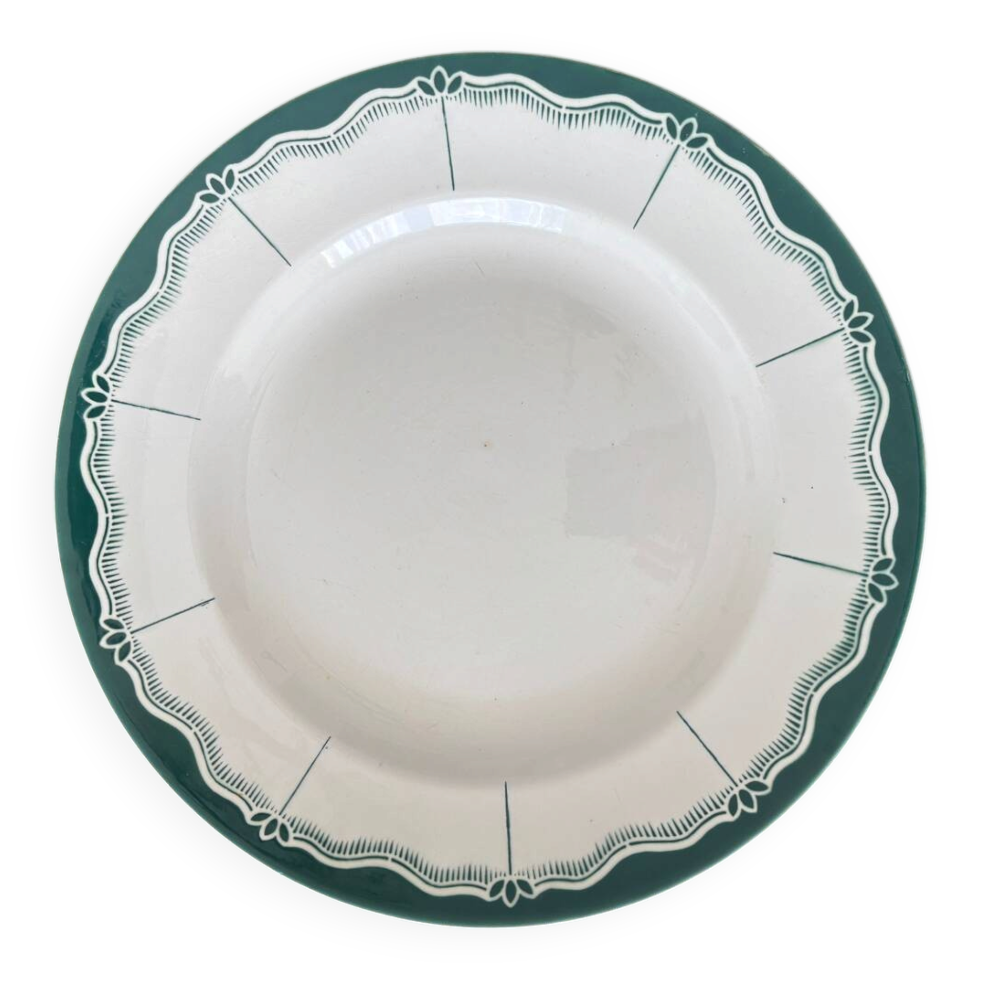 Round plate Digoin Sarreguemines Pascal green – vintage serving plate