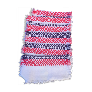 6 serviettes en coton - bleu motifs