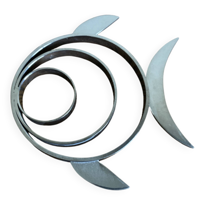 Dessous de plat poisson chromé 1970 space age