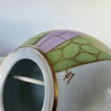 Ceramic ball lamp, with floral decoration, 70s, signed