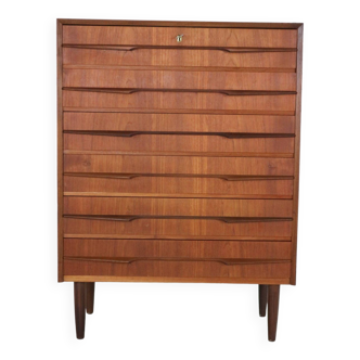 Mid-Century Modern Danish Chest of Six Drawers, Tallboy in Teak, Denmark, 1960