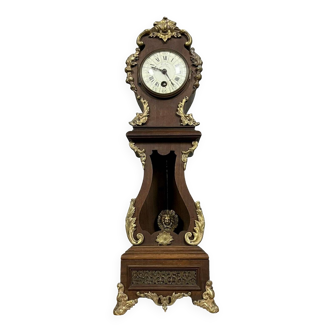 Miniature clock depicting a floor regulator in wood and gilded bronzes circa 1880