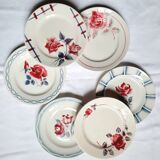 Assiettes plates anciennes dépareillées en faïence