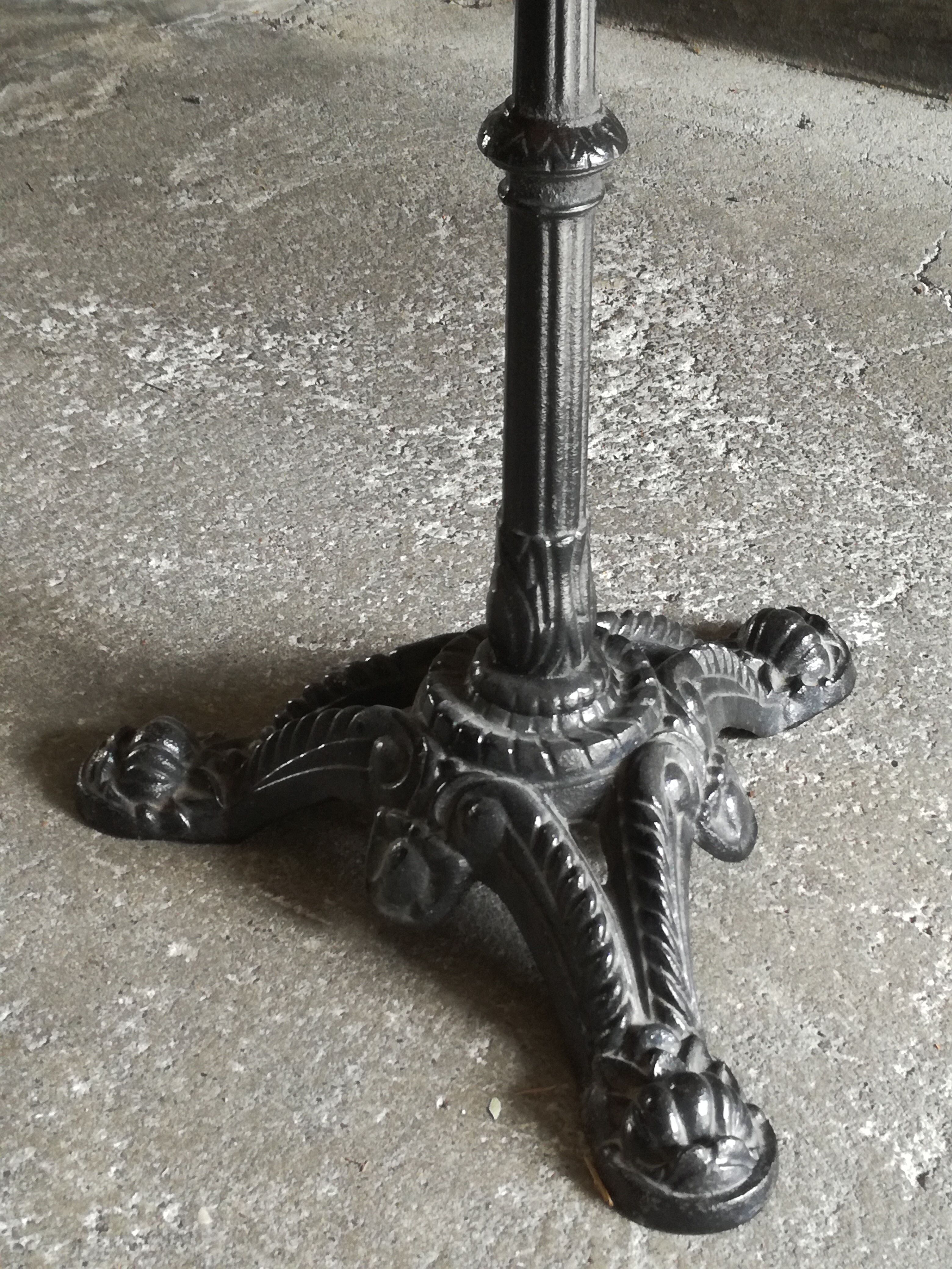 Round marble bistro table and cast iron feet