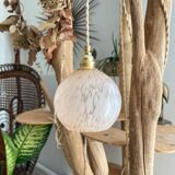Vintage portable lamp with customizable pink Clichy glass globes