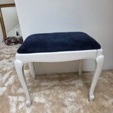 Vintage French Louis XV style stool in patinated white wood