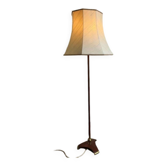 Lampadaire vintage avec socle en teck