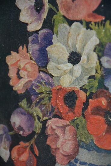 Bouquet d'anémones, huile sur carton