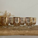 6 verres à liqueur dorés