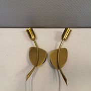 A set of "tulip" wall lamps in golden colored metal. Danish 1970-80s