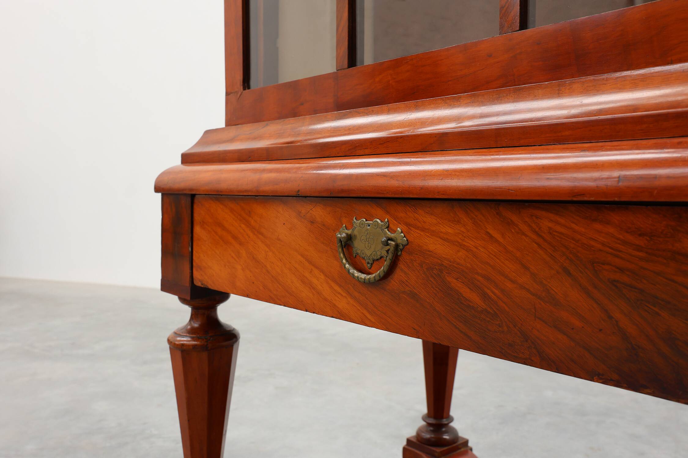 Antique William IV Style Walnut Display Cabinet, UK, 18th Century