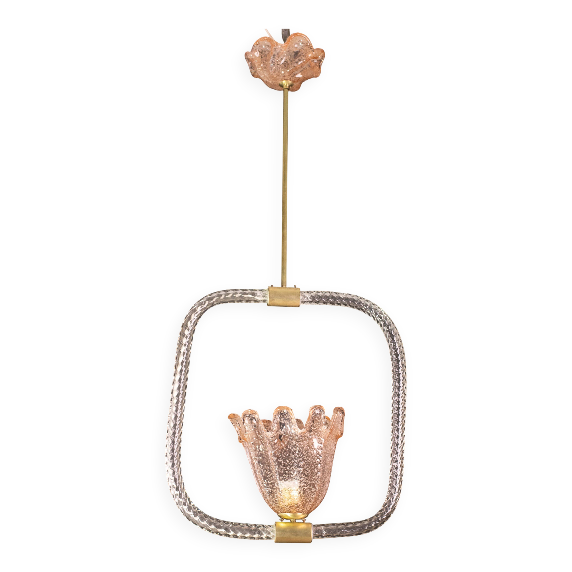 Charming Pink and Trasparent Murano Glass Chandelier by Barovier e Toso