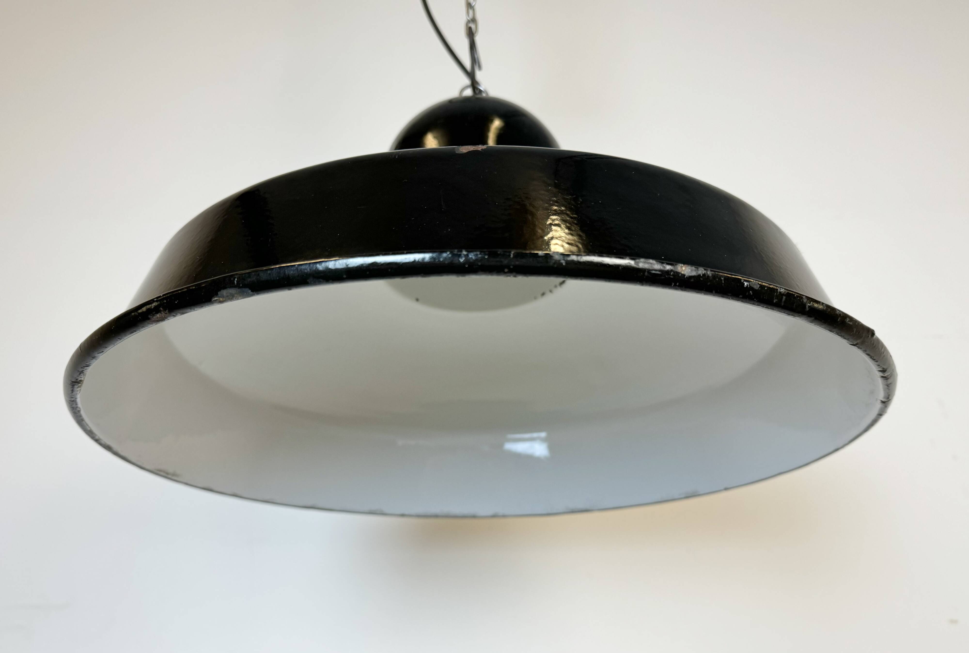 Industrial Black Enamel Factory Pendant Lamp, 1960s