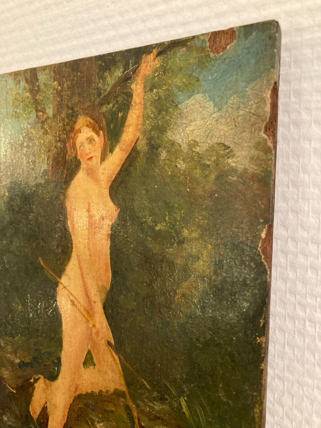 Small oil on panel, Diana 19th century
