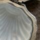 Vintage shell butter dish in metal and opaline glass