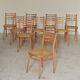 Lot de 10 chaises ton bystrice bois et cannage 1960