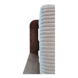 Art Deco armchair in solid oak and off-white corduroy, 1950s