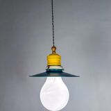 Metalarte XL "Bulb" ceiling pendant, white opaline glass, Spain, 1970s