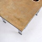 Table basse en laiton gravé à l'acide et pierre d'agate par Christian Krekels