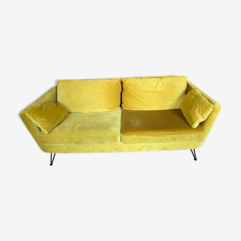 3p yellow velvet sofa