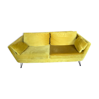 3p yellow velvet sofa