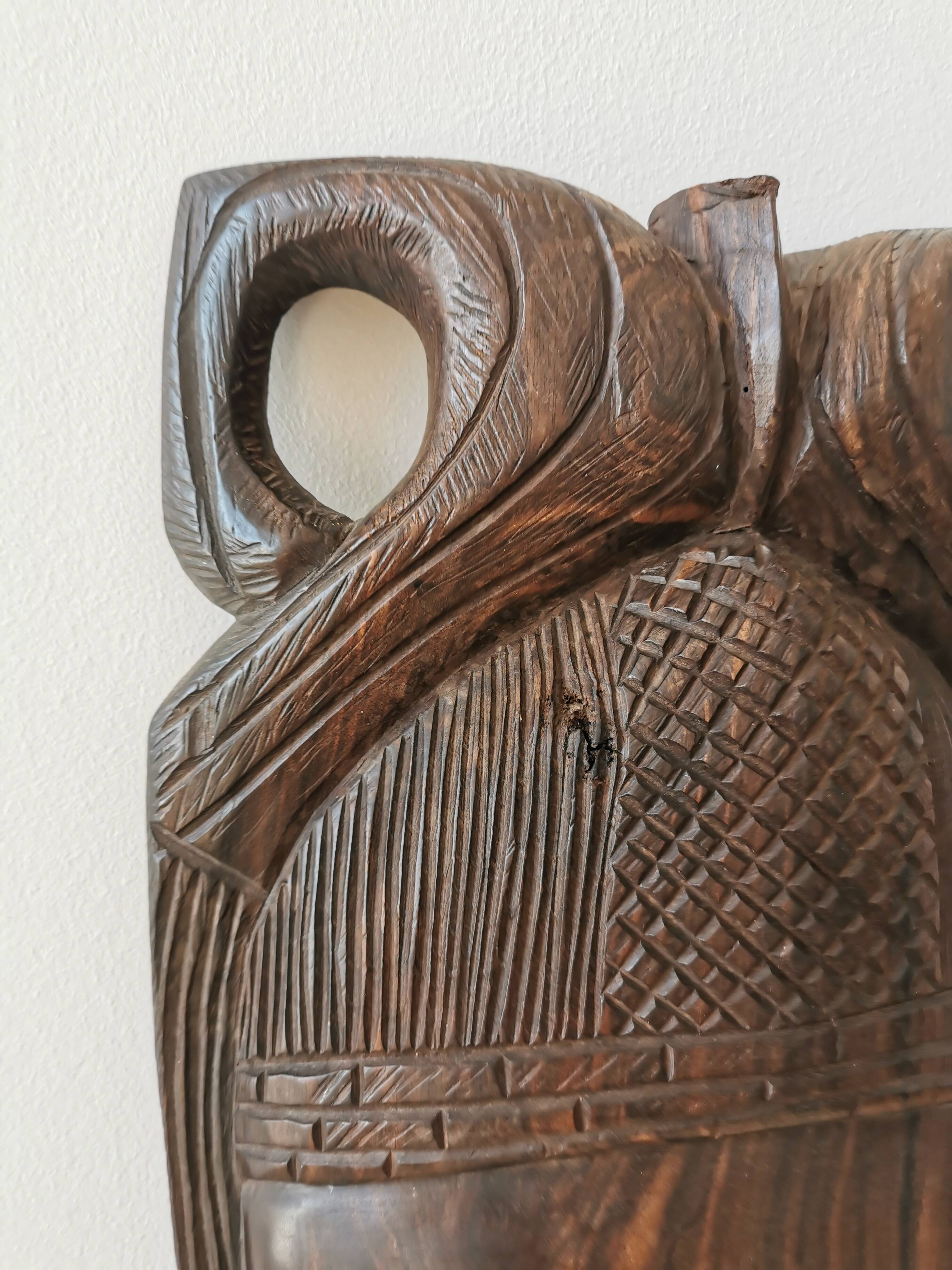 Masque en bois africain sculpté à la main vintage : décoration murale tribale