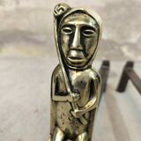 Pair of bronze "Shamans" andirons by Anton Prinner