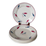 Set of 6 flat plates Givors model Perce-Neige 1950