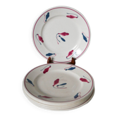 Lot de 6 assiettes plates Givors modèle Perce-Neige 1950