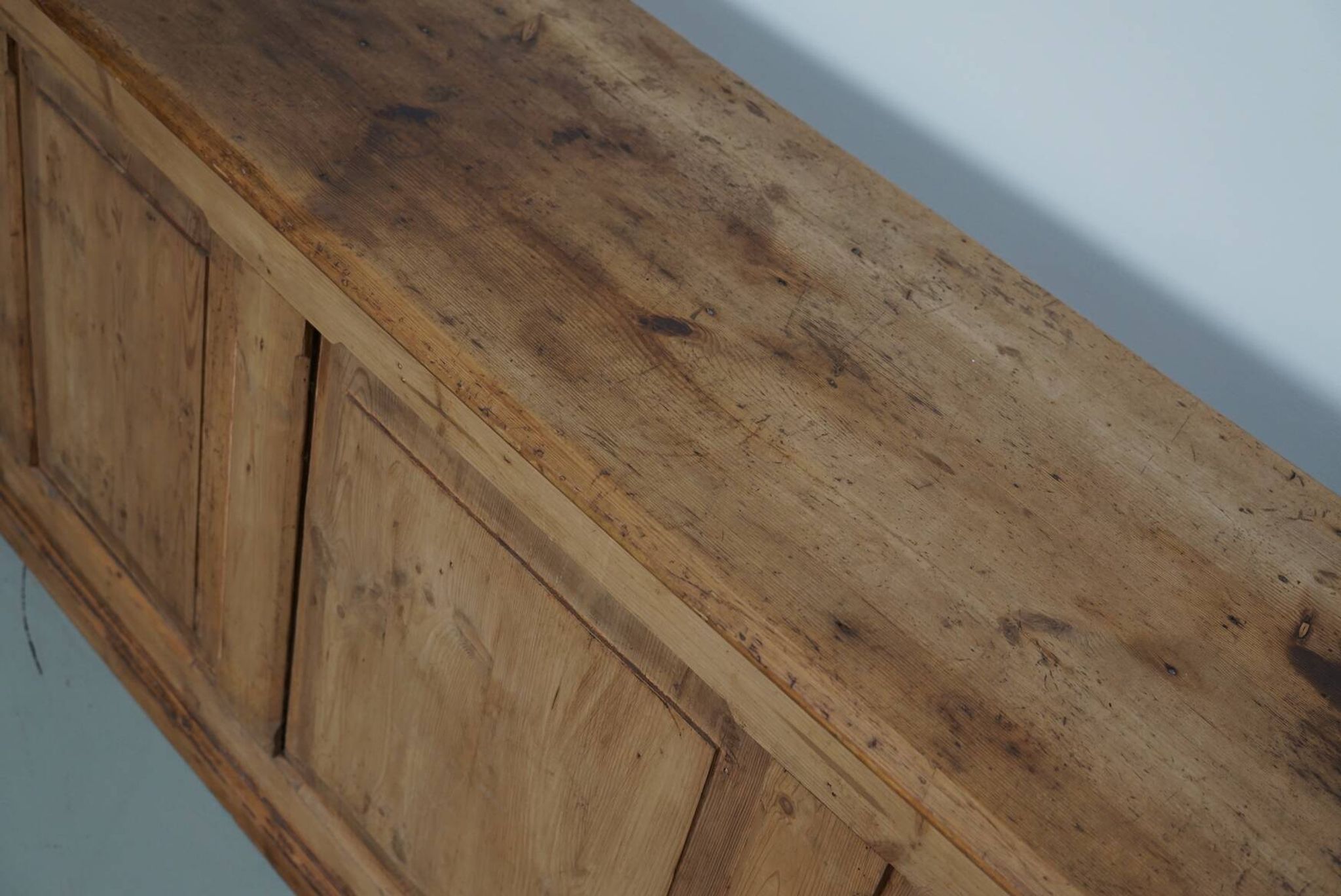 Vintage rustic German pine apothecary cabinet / shop counter, 1930s
