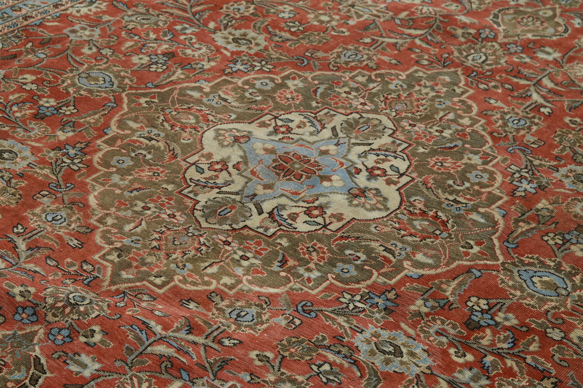 Handwoven oriental vintage 288 cm x 398 cm red wool carpet