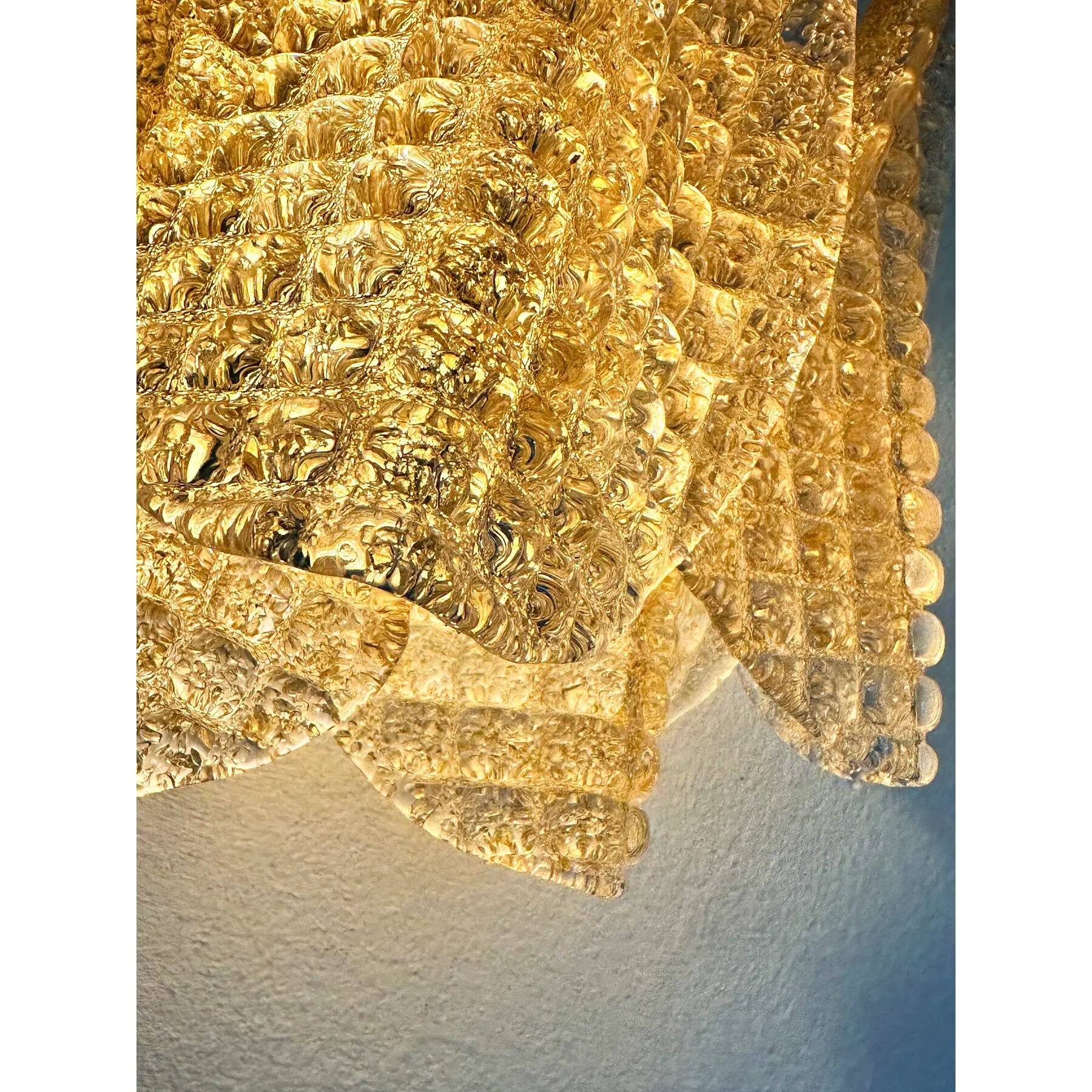 Contemporary Modern Gold "Granigli" "Rondini" Murano Glass Wall Sconces Set.