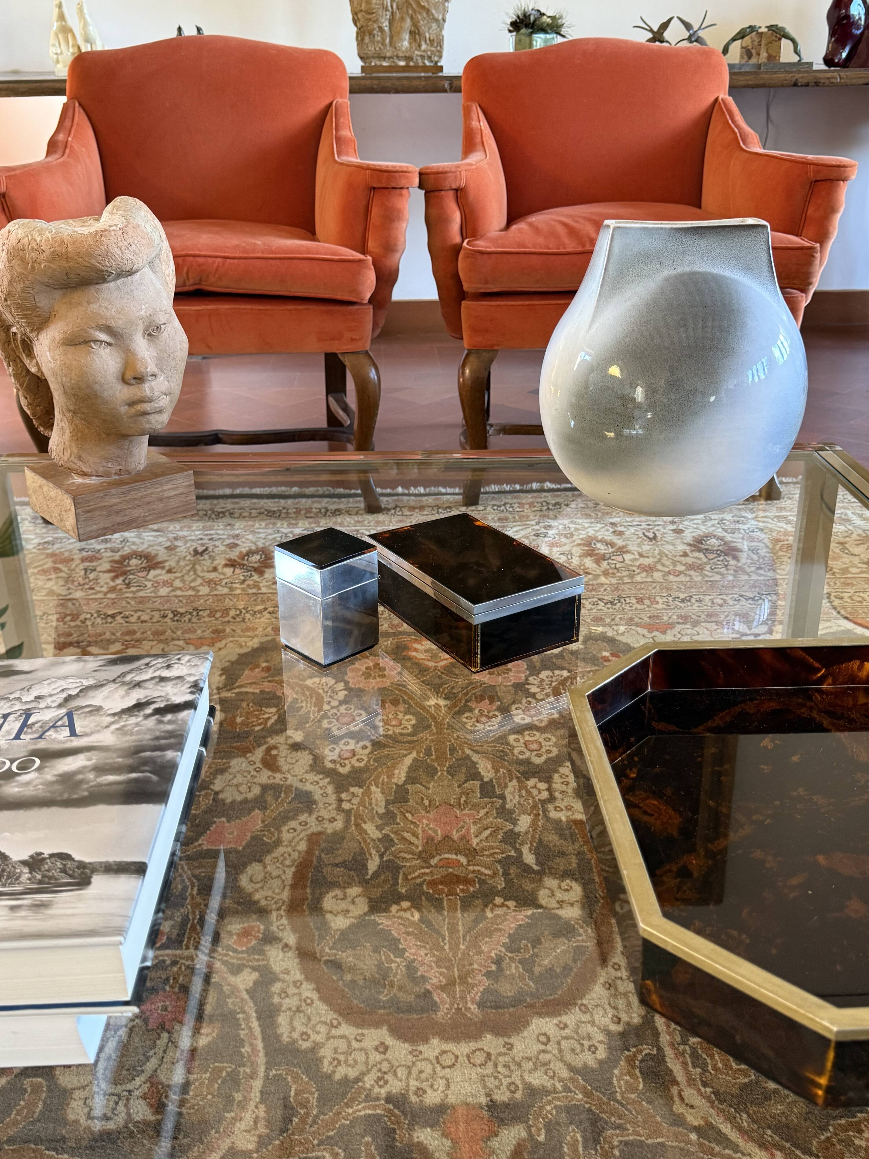 Hollywood regency luxury smoking set, Italy 1970