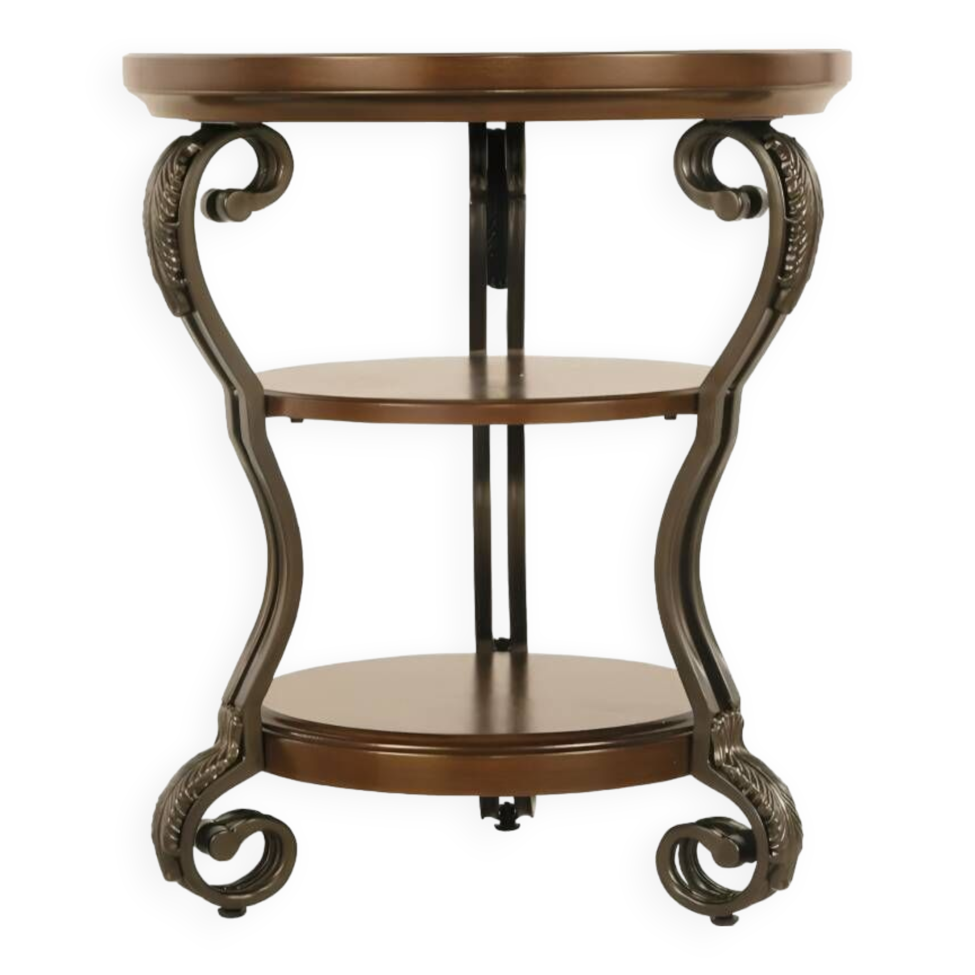 Traditional Dark Brown End Table with 3 Fixed Shelves