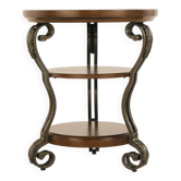 Table de bout traditionnelle marron foncé avec 3 étagères fixes