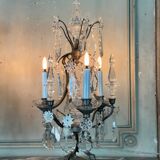 Pair of bronze and cut crystal girandoles circa 1900