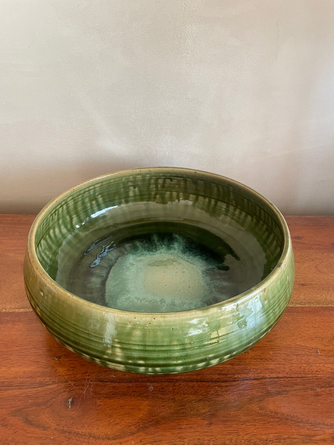 Glazed stoneware salad bowl from the Abbey of Fontgombault.
