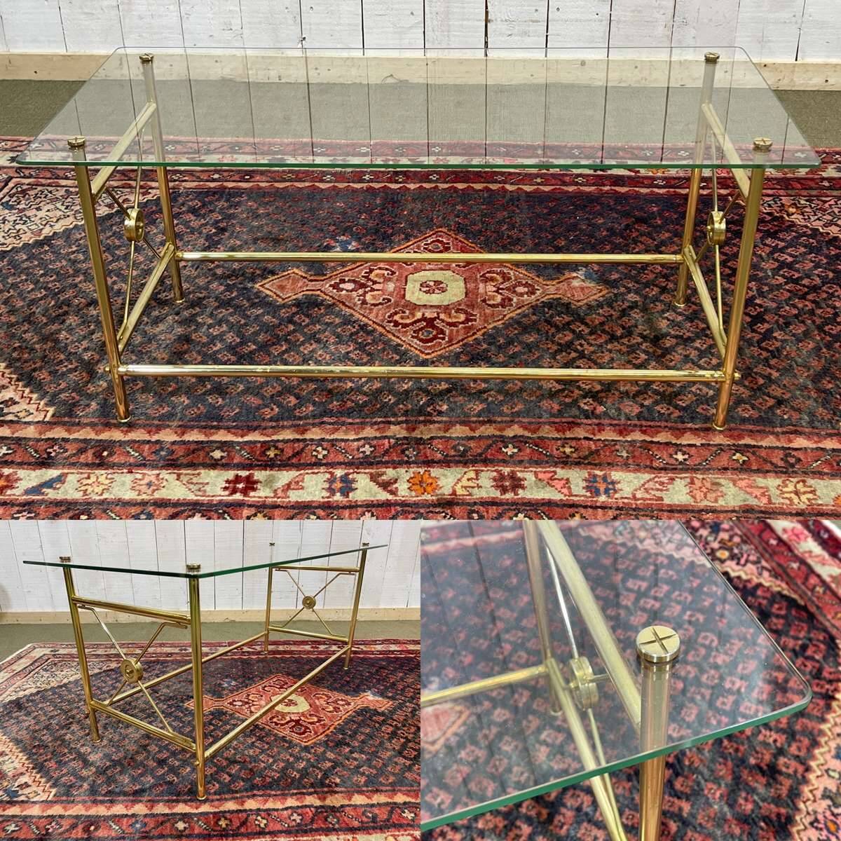 Glass and brass coffee table - 1970s